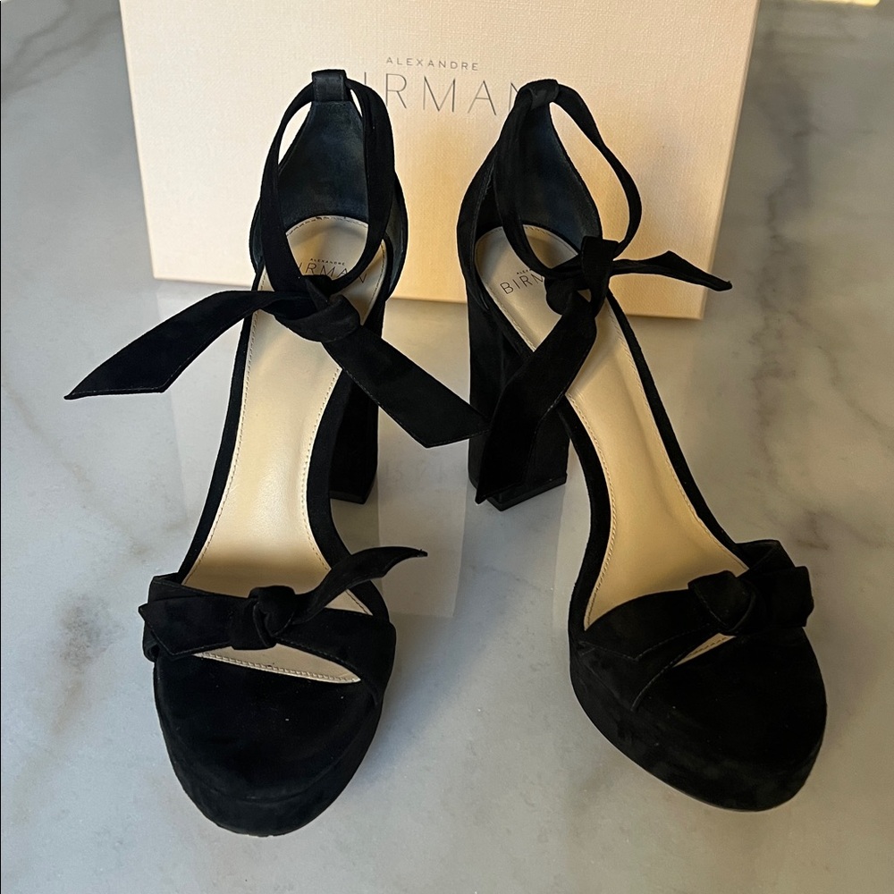 Alexandre Birman Mabeleh Platform Sandal in Black Suede Size 39